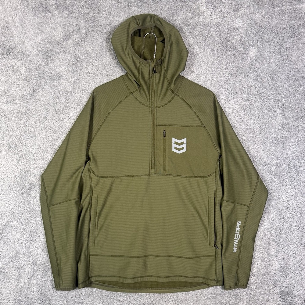 Mtn Ops Sweatshirt Men's L Hoodie Geo Grid Fleece 1/4 Zip Pullover Tactical Tech